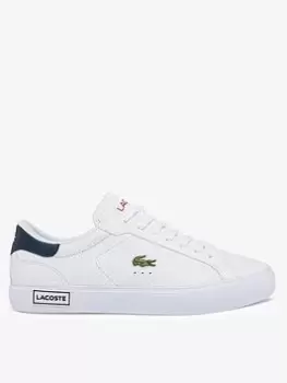 Lacoste Mens Powercourt Leather Trainers Size 11 UK White, Navy & Red