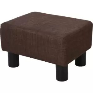 image of Homcom - Chic Linen Fabric Footstool Ottoman Cube w/ 4 Plastic Legs Brown