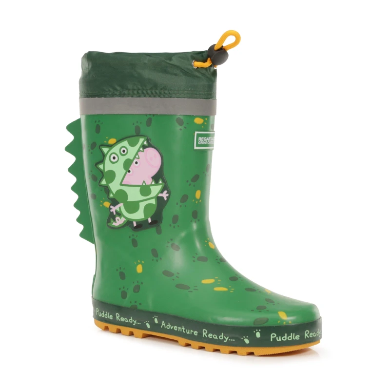 Image of Regatta Boys & Girls Peppa Pig Puddle Wellington Boots UK Size 1 (EU 33) Dino Green RKF706-SV7-1