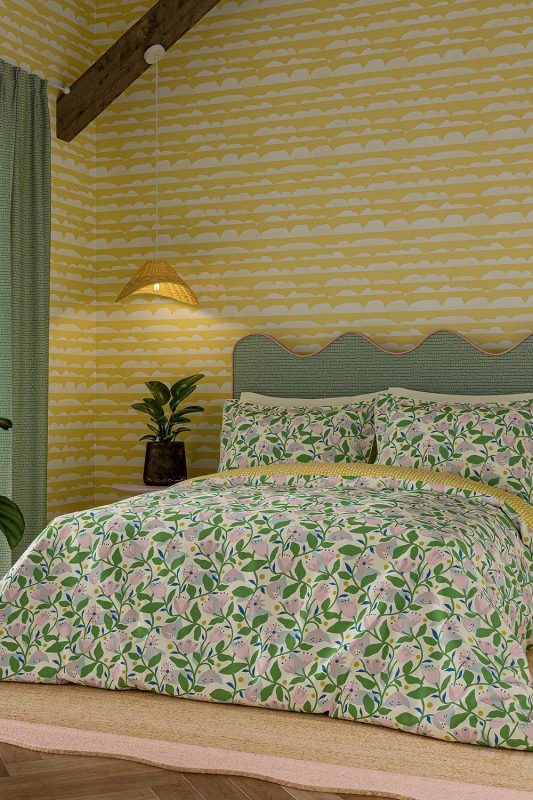 Image of Scion 'Dancing Daisies' Cotton Duvet Cover Set Size: Super King Multicolor Unisex Super King