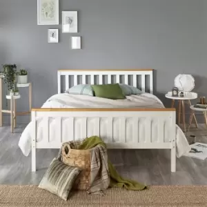 Image of Atlantic Bed Frame in White with Natural Tops, size Super King