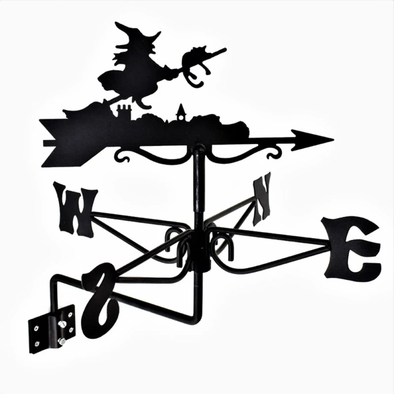 Image of Buttercup Farm Mini Witch Weathervane - Steel - L38 x W38 x H43.5cm - Black Unisex