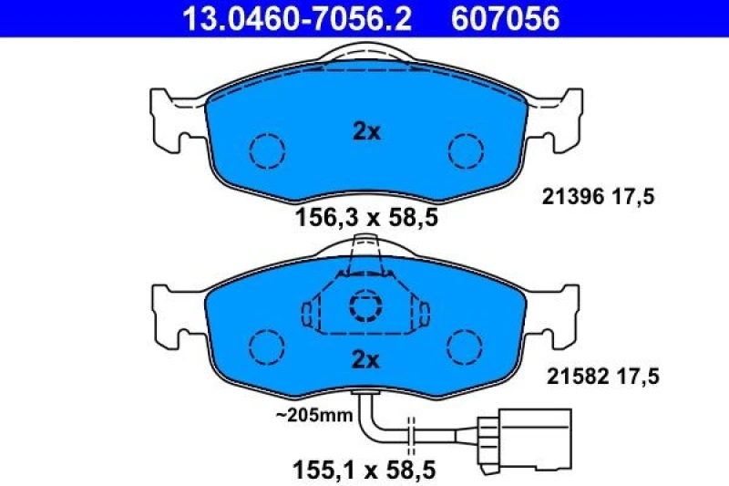 Image of ATE 13.0460-7056.2 Brake pad set incl. wear warning contact Brake Pad Set,disc brake (402)