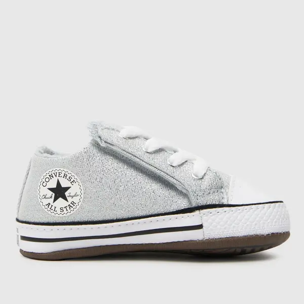 image of Converse silver all star sparkle cribster Girls Baby trainers Silver UK 4 (EU 20)