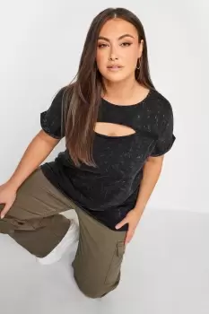 Image of Acid Wash Cut Out T-Shirt