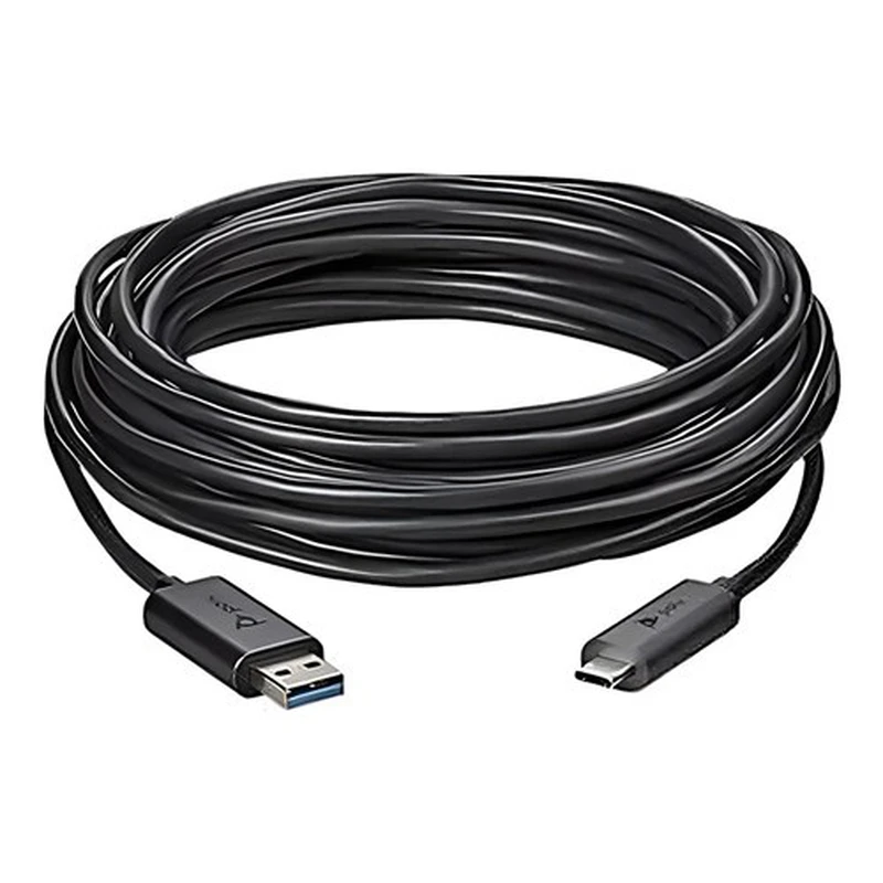 Image of Poly 10M active optical USB 3.1 cable, Type A to C. Slim type C...