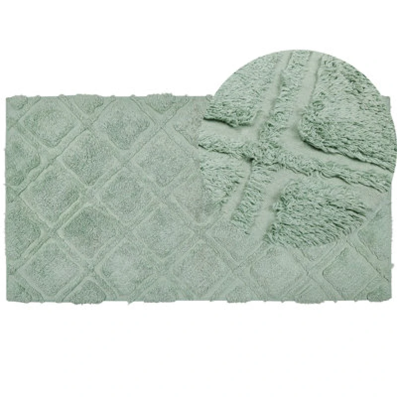 Image of Beliani Rug Hatay Light Green 80 X 150 Cm Cotton