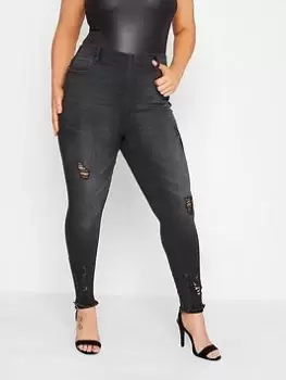 Image of Yours Cat Scratch Hem Grace Jegging - Black, Size 18, Women