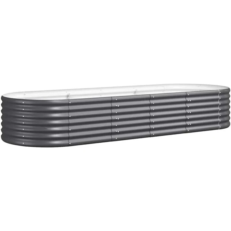 Image of vidaXL Garden Raised Bed Powder-coated Steel 224x80x36cm Anthracite, Grey 318921