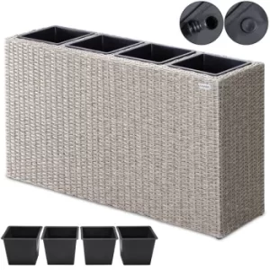 Image of Plant Pot Poly Rattan 95x27x60cm Flower Planter Garden Outdoor Indoor Patio Tall Cream