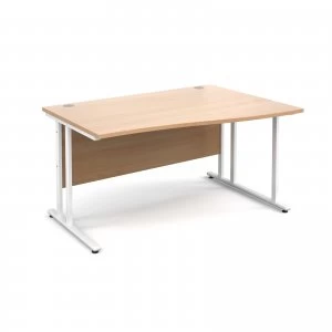 image of Maestro 25 WL Right Hand Wave Desk 1400mm - White Cantilever Frame be