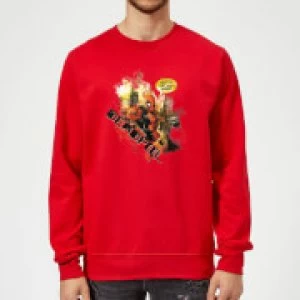 Image of Marvel Deadpool Outta The Way Nerd Sweatshirt - Red - L