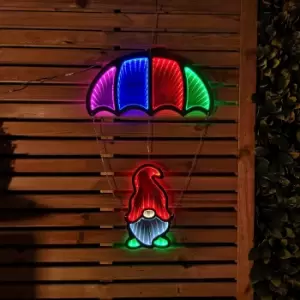 image of 60cm LED Multicoloured Infinity Christmas Hanging Parachute Gnome Gonk Light Christmas Decoration