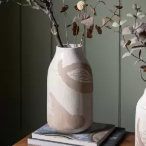 image of Colly Vase Reactive Brown and White 33cm Brown