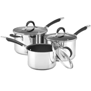 image of Circulon Momentum Stainless Steel Saucepan Set - 3 Piece