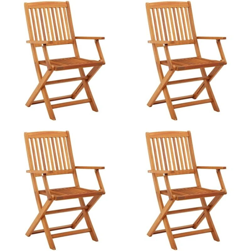 Image of VIDAXL Folding Garden Chairs 4 pcs Solid Eucalyptus Wood Vidaxl 8720286334829