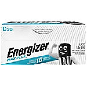 Image of Energizer D Alkaline Batteries Max Plus LR20 1.5V 20 Pieces