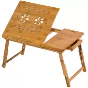 Image of TecTake Wooden Bed Table Laptop Stand 55X35X26 - Brown