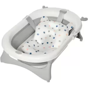 Image of Collapsible Baby Bath Tub Foldable Ergonomic w/ Cushion Temperature Sensitive Water Plug Non-Slip Support Leg Portable for 0-3 Years, Offwhite