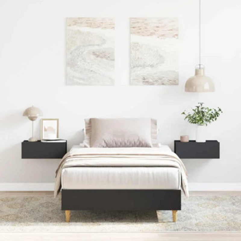 Image of Vidaxl Bed Frame No Mattress Black 90X190 Cm Single Engineered Wood