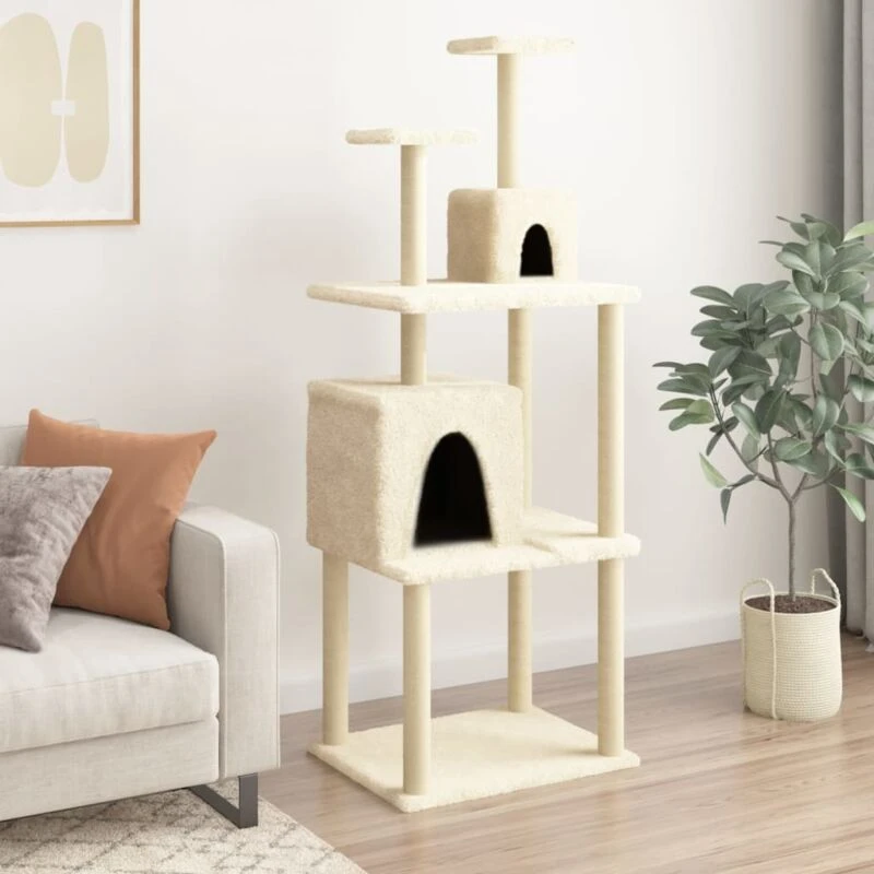 Image of VIDAXL Cat Tree with Sisal Scratching Posts Cream 167cm Vidaxl 8720845417062