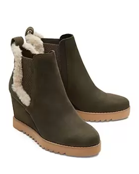 image of Toms Womens Maddie Leather Wedge Booties