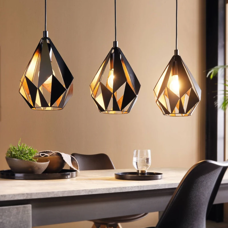 Image of EGLO Eglo Carlton 1 Vintage Industrial 3 Pendant Light WBS in Copper Copper One Size Unisex 9002759499914