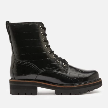 Image of Clarks Womens Orianna Hi Croc Lace Up Boots - Black - UK 3