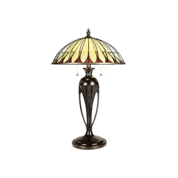 image of Elstead - 2 Light Table Tiffany Lamp Vintage Bronze, E27