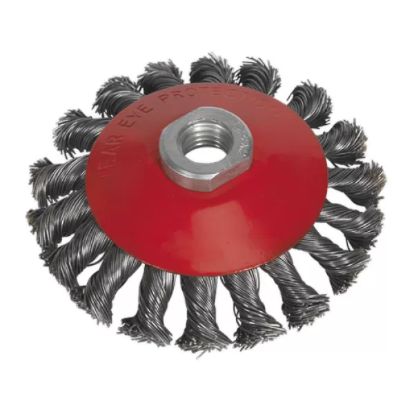 Image of Genuine SEALEY CWB100 Conical Wire Brush Ø100mm M10 x 1.5mm