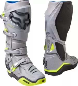 Image of FOX Instinct Motocross Boots, grey-yellow, Size 46, grey-yellow, Size 46