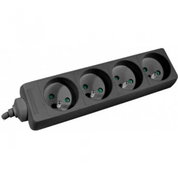 image of 1.5m Black Eu Schuko 4 Way Power Strip