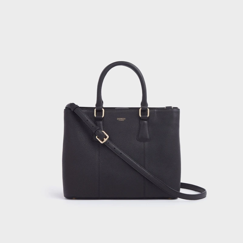 Image of OSPREY LONDON Womens The Adaline Leather Work Bag in Black Female One Size