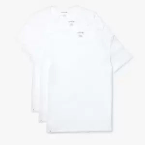 image of Lacoste Mens 3 Pack Cotton Crewneck T-Shirts - White - L