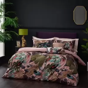 Image of Moriyo Tropical Velvet Duvet Cover Set Dusky Blush, Dusky Blush / King