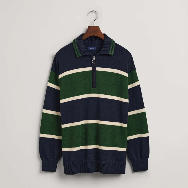 Image of Gant Knitted Heavy Rugger Sweatshirt - Blue Blue S