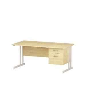 Image of Trexus 160 x 80cm Rectangular Desk 1 Pedestals 2 Drawers Maple