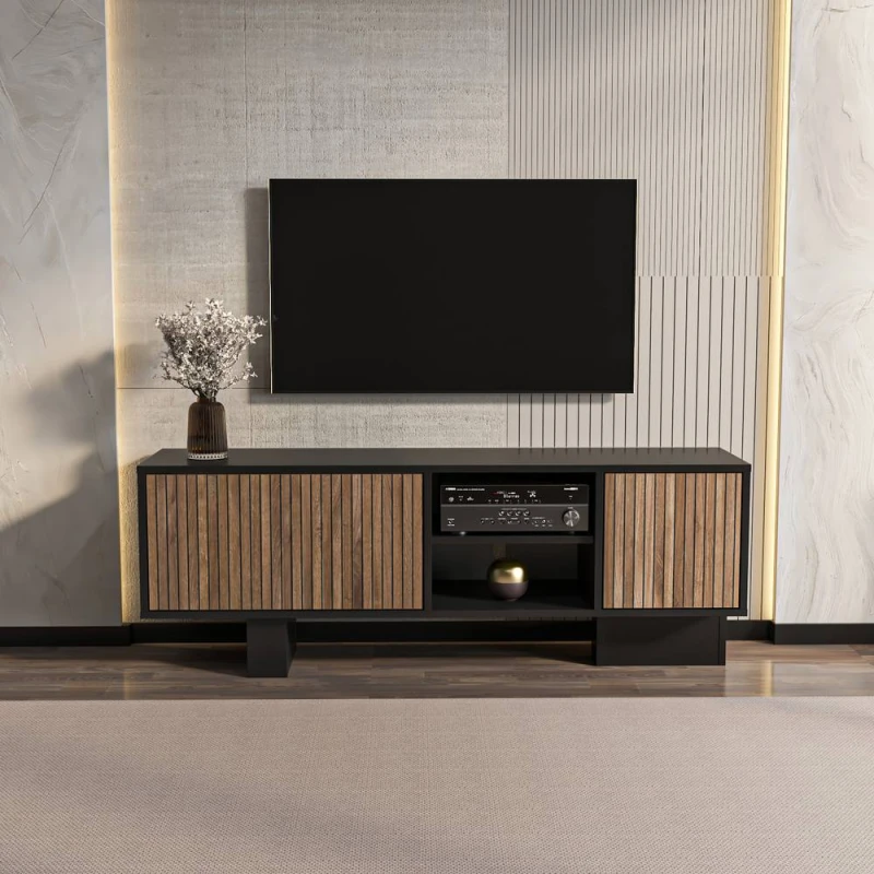 Image of Decorotika Monaco TV Stand TV Unit for TVs up to 59" in Walnut Walnut Unisex