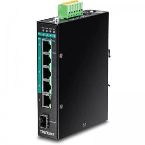 image of TRENDnet 6-Port Hardened Industrial Gigabit PoE+ Layer 2 Managed DIN-R