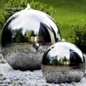 Image of Tranquility Water Features - 100cms Stainless Steel Sphere Solar Powered Water Feature