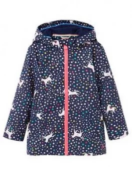 image of Joules Girls Raindance Unicorn Raincoat - Navy