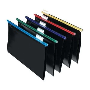 image of Snopake HangGlider A4 Polypropylene Suspension Files Assorted Colours with Tabs 1 x Pack of 25 Files and Tabs