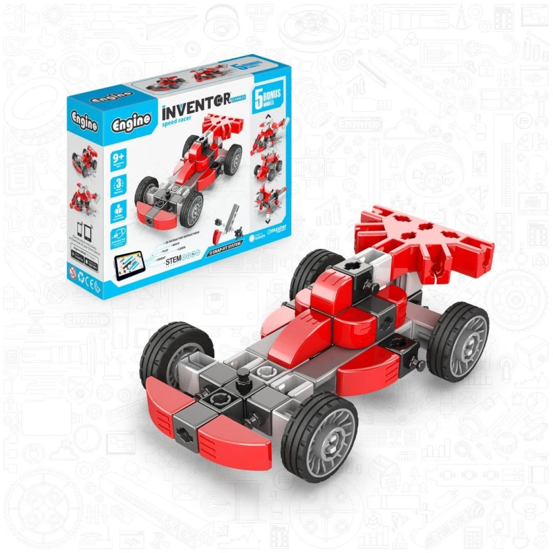 Image of Engino Inventor Mechanics Speed Racer w 5 Models Red unisex