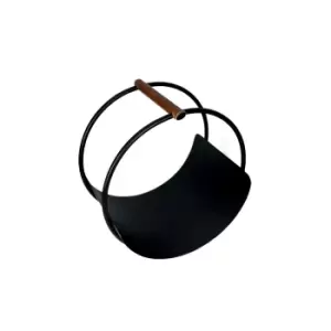 image of Ivyline Leather Handle Round Log Holder 43Cm