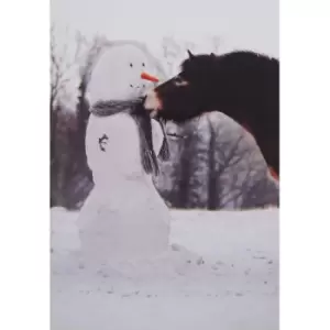 Image of Kevin Milner Exmoor Pony And Snowman Christmas Card (One Size) (Multicoloured)