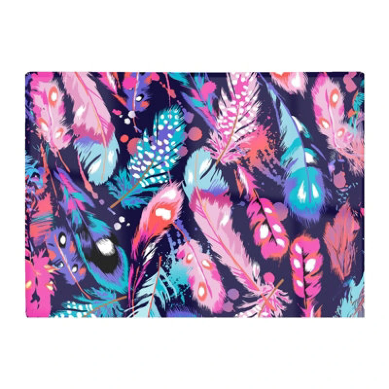 Image of Warren Reed Designer Beautiful Colourful Feathers Glass Chopping Board