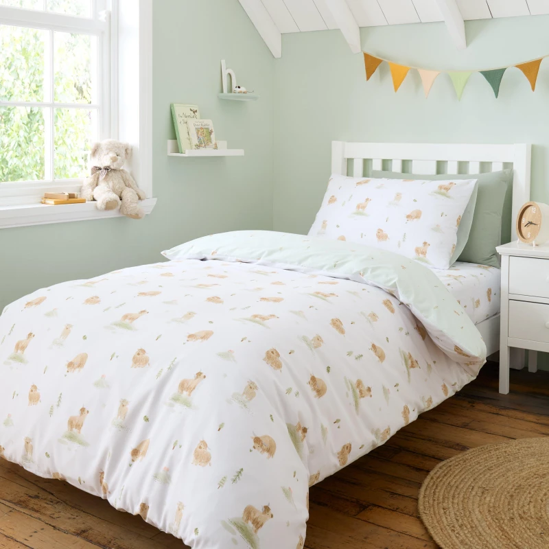 Image of Bianca Mini Moo Cow Reversible Cotton Duvet Cover Set Duvet Cover Sets Single White 73119301010