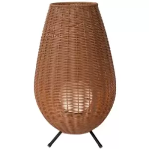 Image of Lucide COLIN IP44 - 30cm Table Lamp Outdoor - LED - 1x3W 3000K - IP44 - Light Wood