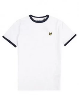 image of Lyle & Scott Boys Short Sleeve Ringer T-Shirt - White, Size 7-8 Years