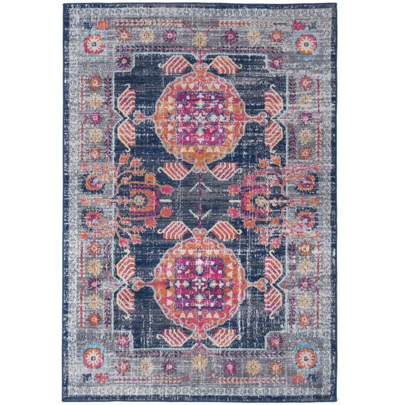 Image of THE RUGS Marrakech Multicolour Distressed Large Area Rug & Runner Living Room 400 Size: 120cm x 170cm Multicolor Unisex 120cm x 170 cm